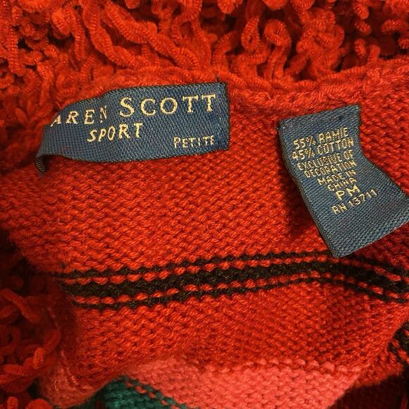 Vintage Christmas Ugly Knit Sweater Women MP Ramie Cotton Colorful FullZip Cozy - Picture 4 of 9